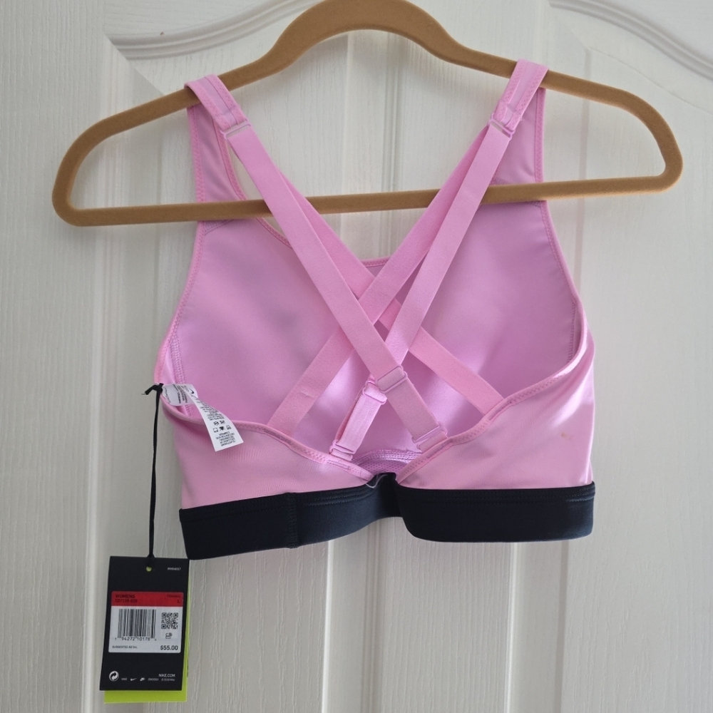 Nike Light Pink and Black Crossback Sports Bra